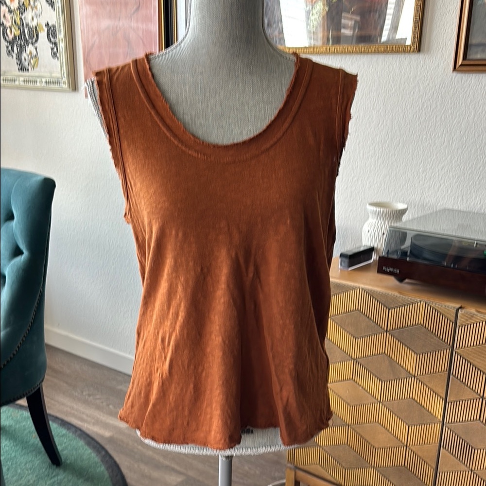 Anthropologie Orange Brown Sleeveless Muscle Tee